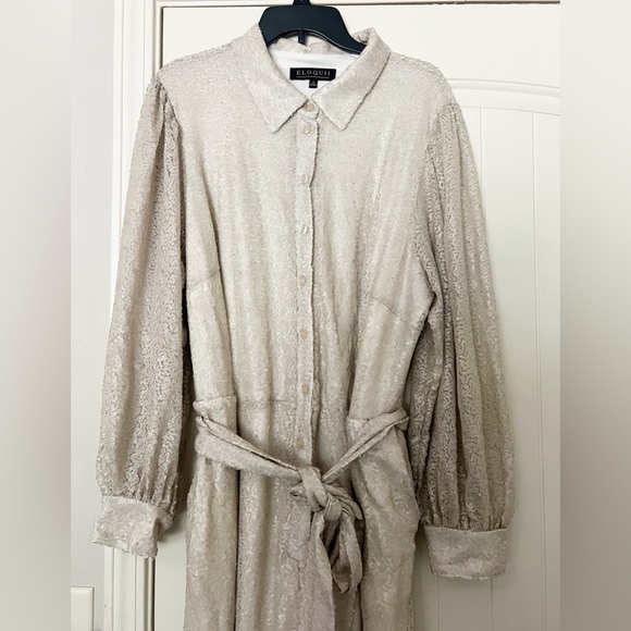 Eloquii Sequin Button Front Belted Jumpsuit - Picture 4 of 13